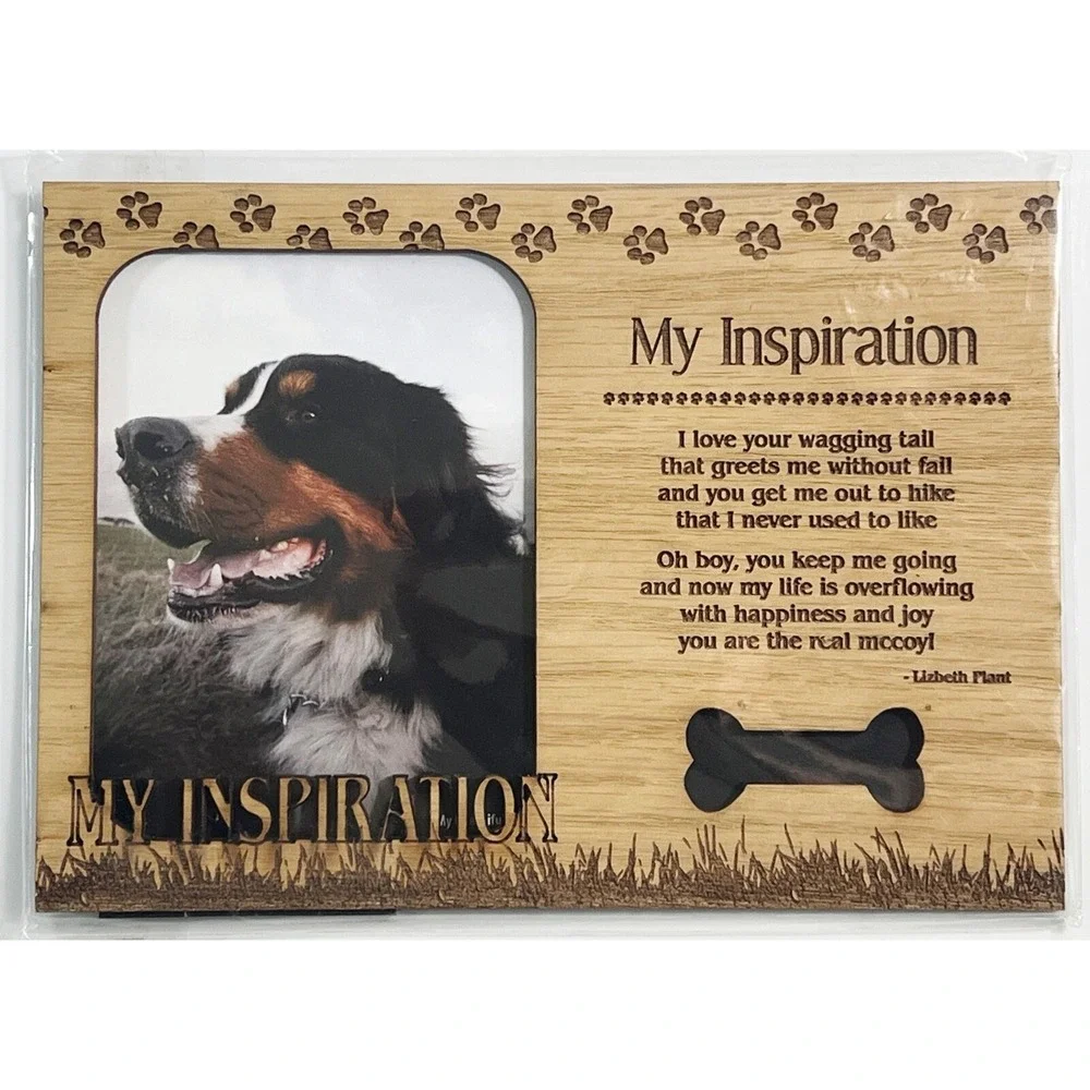MY INSPIRATION Dog Profile Laser Engraved‎ Wood Picture Frame Magnet